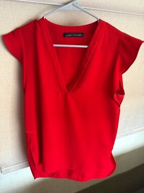 Zara Red V-Neck Cap Sleeve Camisole